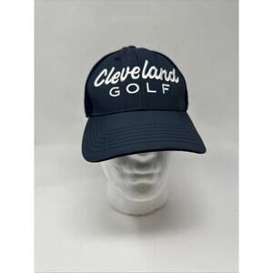 Cleveland Golf Srixon Navy White Script Embroidered Pattern Flex Hat Cap